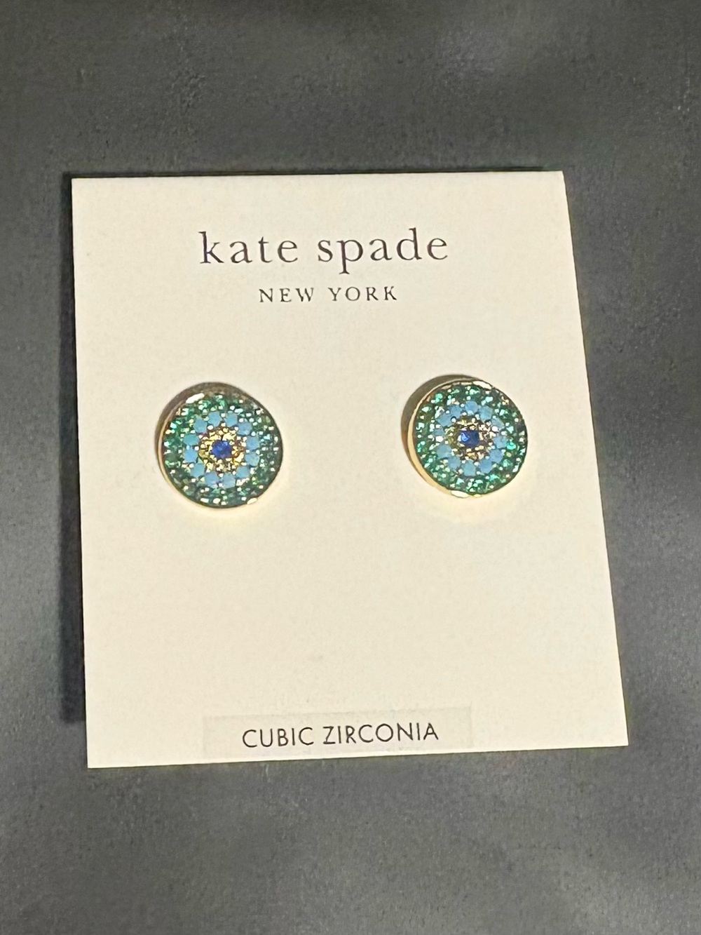 kate spade Gold-Tone Green and Blue Pavé Floral Stud Earrings